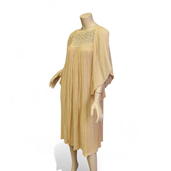 Vintage 1970s Gauze Cotton Dress with Metallic Threads - Picture 8 of 15